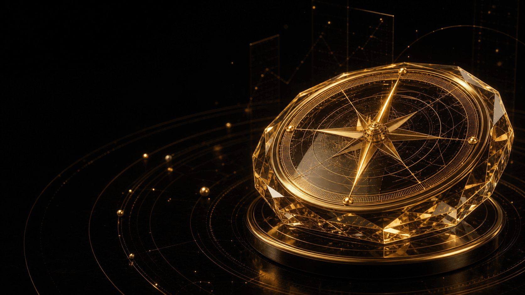 Goldener Atlas-Kompass als Visual fuer Zeqra Atlas