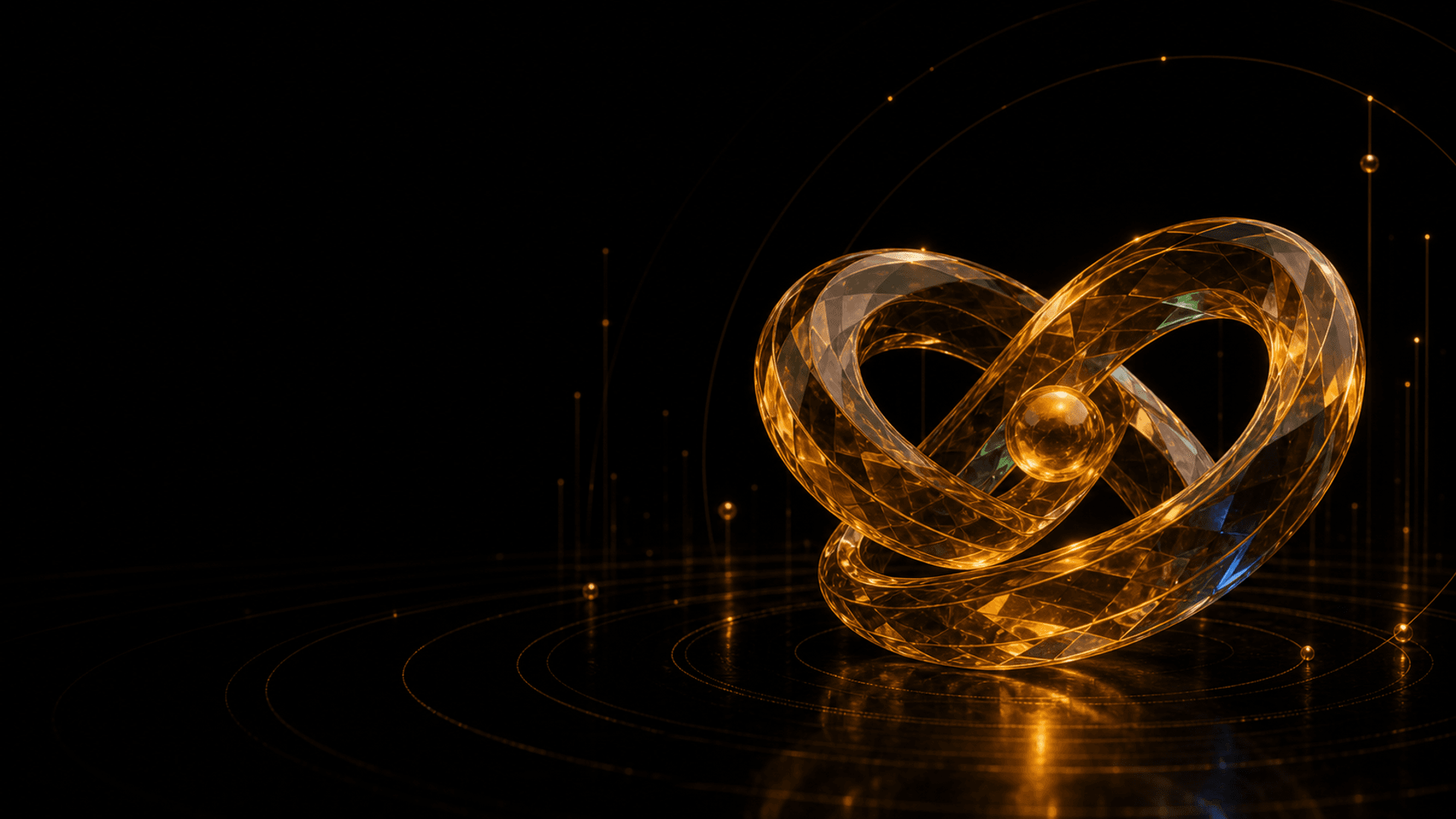 Goldene Fusion-Form auf schwarzer Premium-Buehne